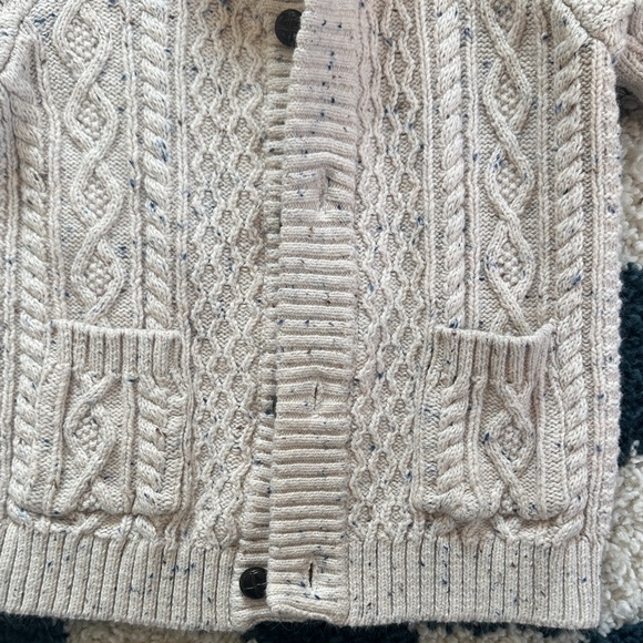 Janie and Jack Cream Speckled Cable Knit Cardigan - Picture 4 of 4